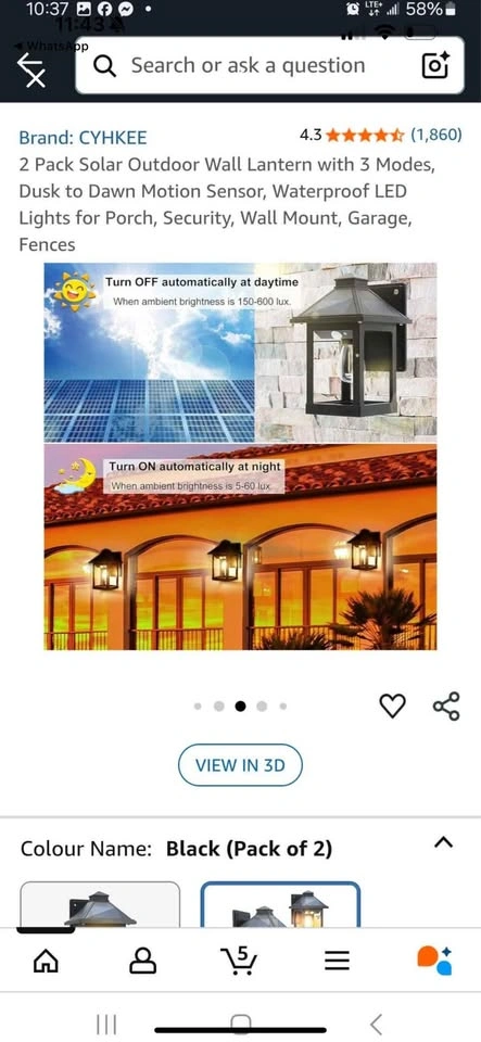 2 Pack Solar Outdoor Wall Lanterns - photo 2
