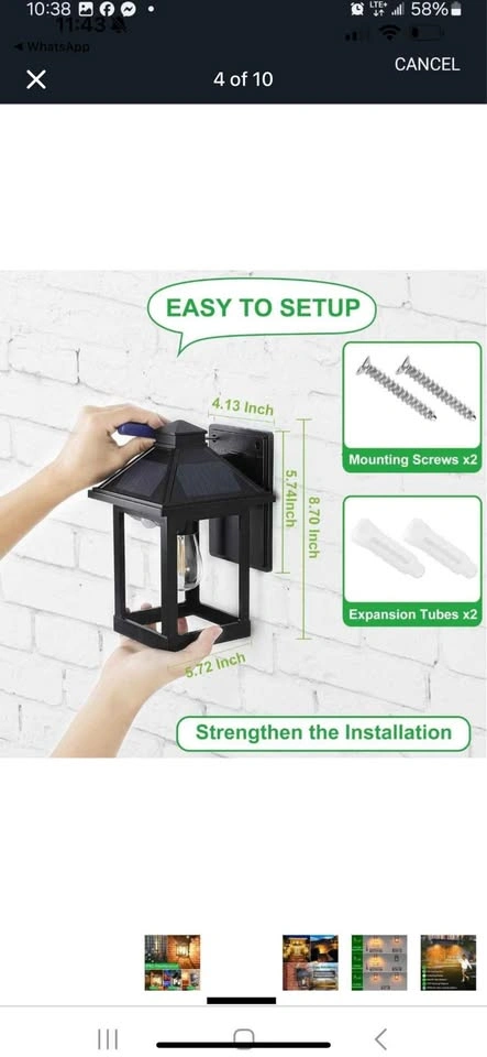 2 Pack Solar Outdoor Wall Lanterns - photo 3