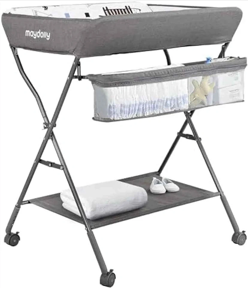 Baby Changing Table with Wheels and Storage + Free Diapers