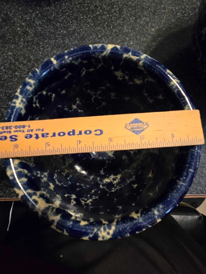 Bennington Vermont Blue Agate Spongeware Nesting Bowls Set - photo 4