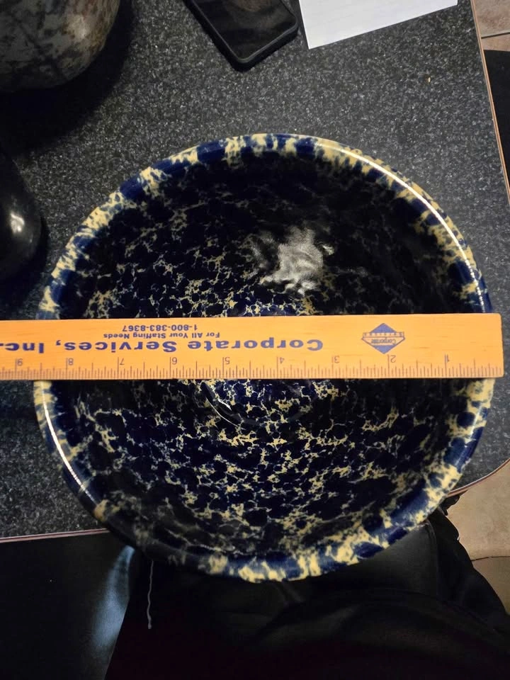 Bennington Vermont Blue Agate Spongeware Nesting Bowls Set - photo 5