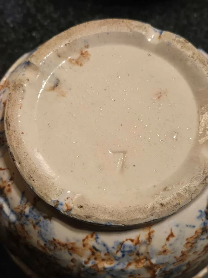 Antique Sponge Ware Pottery Nesting Bowls - photo 2