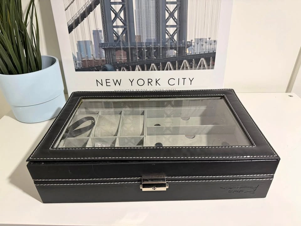 Watch Case for 6 Watches, 3 Glasses/Sunglasses w/ Lock