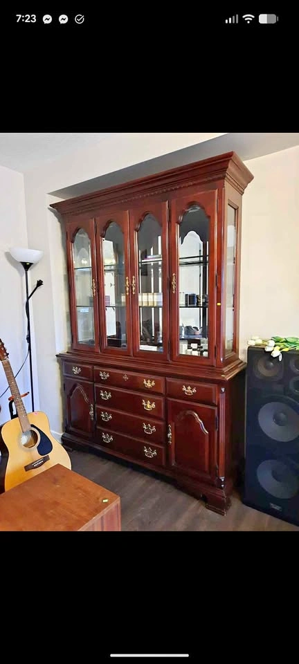Two Piece Wood Display Cabinet