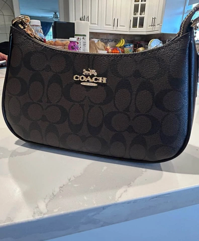 Coach Signature Bag Brown Gold - photo 3
