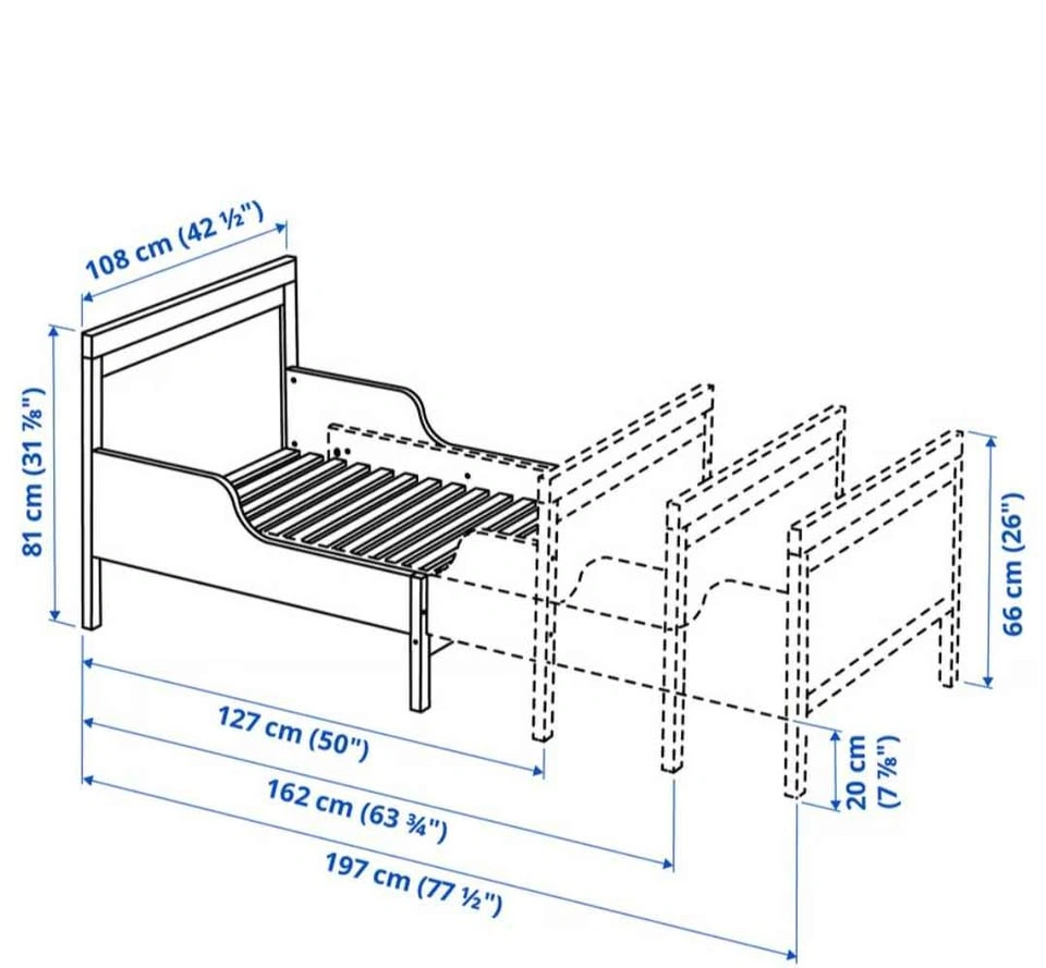 Ikea SUNDVIK Kids Adjustable Bed Frame w/ Mattress - photo 2