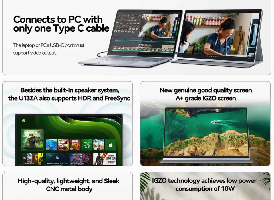 Ingehill U13ZA 13.4" 4K+ Portable Monitor - photo 3