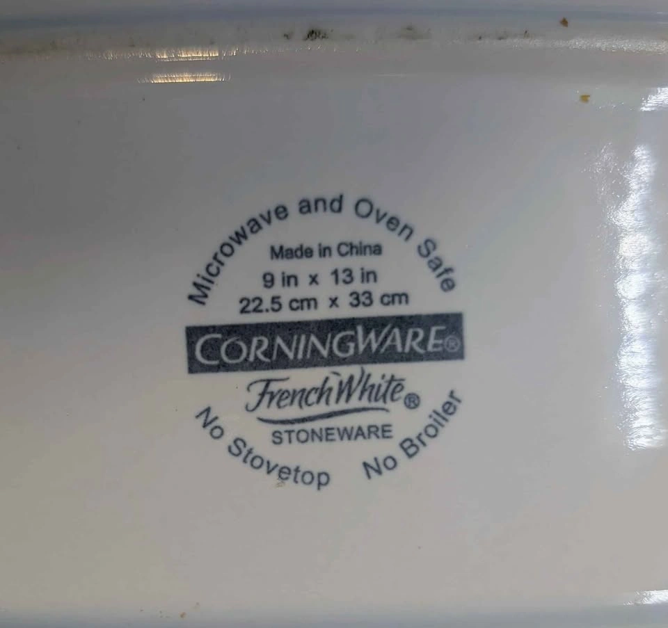 CorningWare French White Stoneware Casserole Dish 9x13 Microwave - photo 2