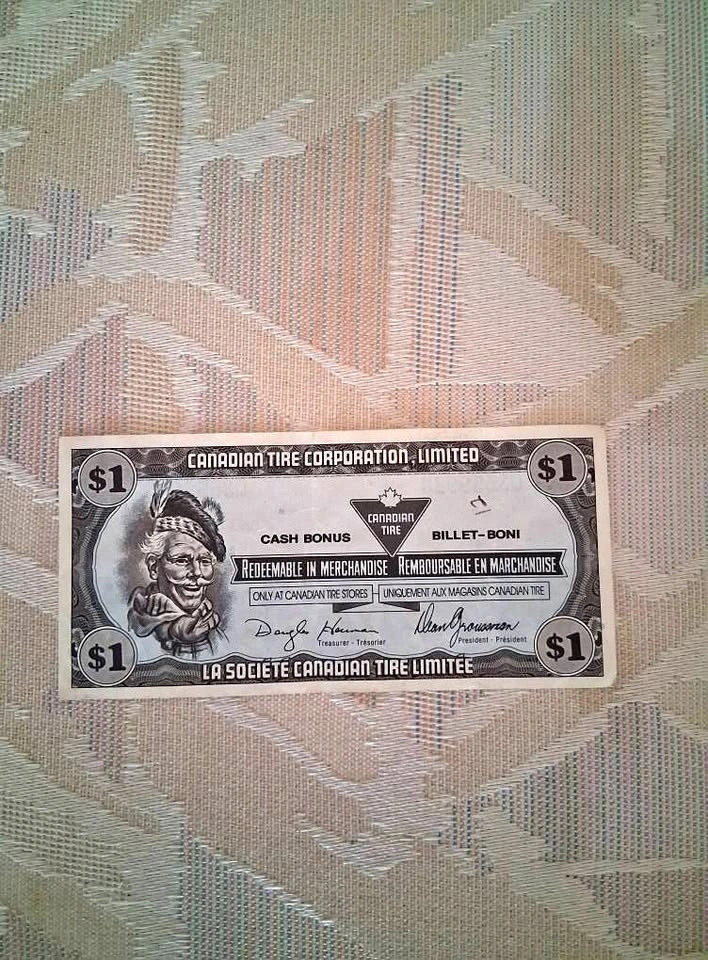 Vintage 1996 Canadian Tire 1 dollar Cash Bonus coupon