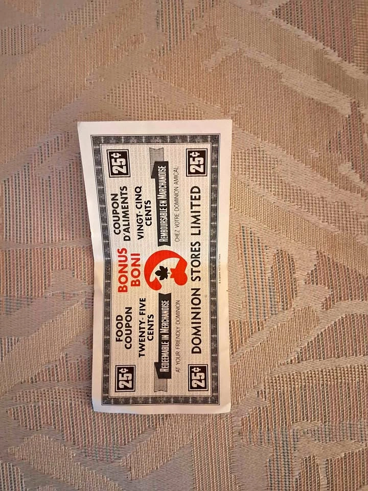 Vintage 1960s Dominion Stores 25 Cent Food Coupon