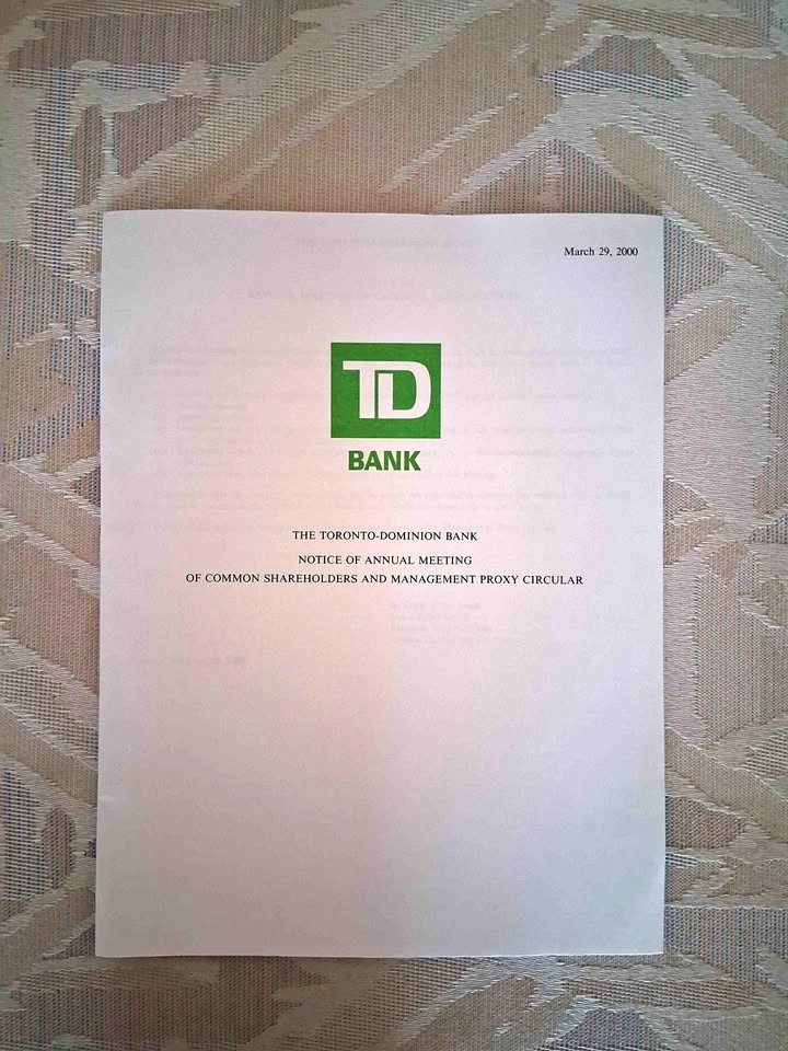 Vintage 2000 TD Bank Notice of Annual Meeting