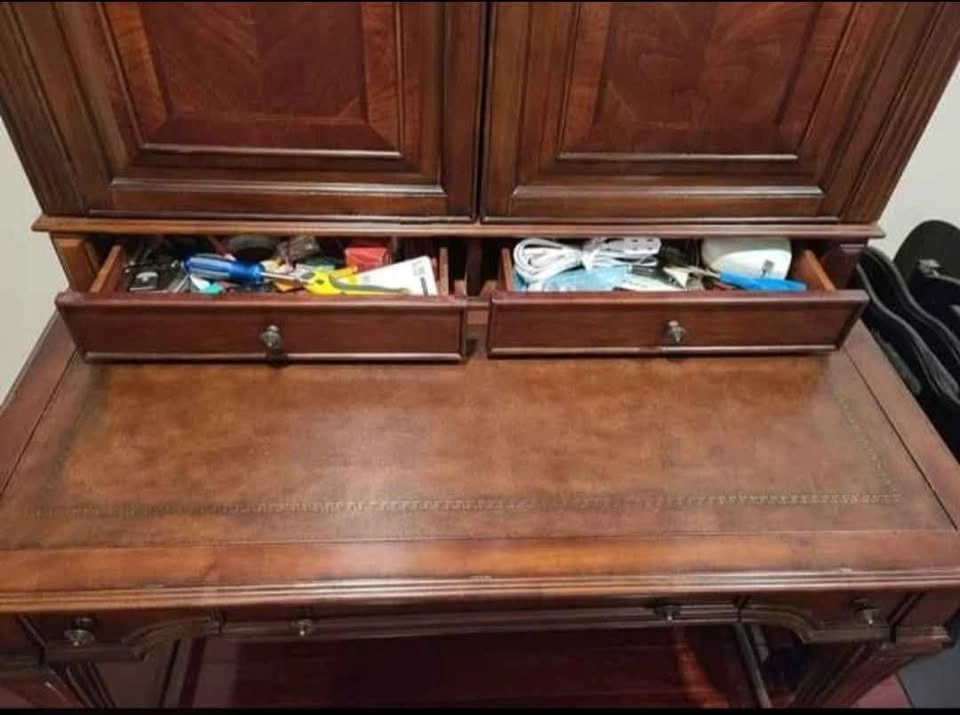 Vintage Wooden Secretary Desk with Hutch - photo 4