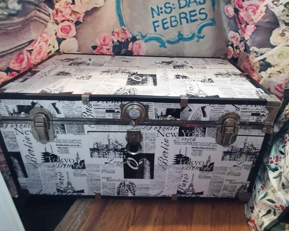 Vintage Steamer Trunk - Travel Collage