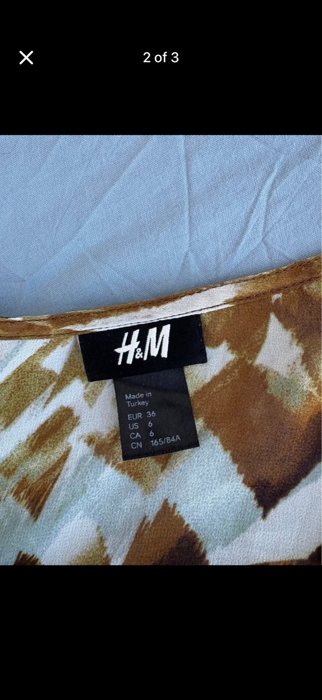 H&M Dress - Brown, White & Teal Pattern - Size US 6 - photo 2