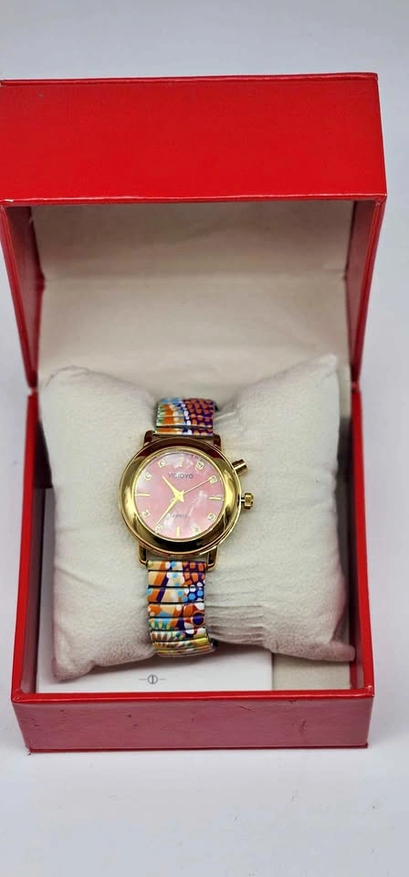 VISIOYO Quartz Women's Watch Gold Tone Colorful Band