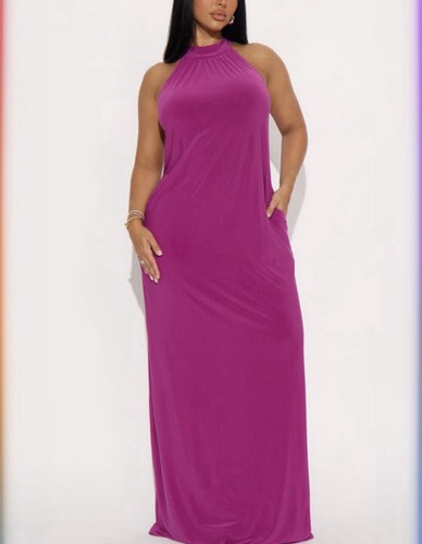 Ladies Dress XL Magenta Maxi Spandex