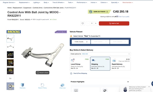 Mercedes B250/CLA250 Control Arm/Ball Joint (2013-2019)