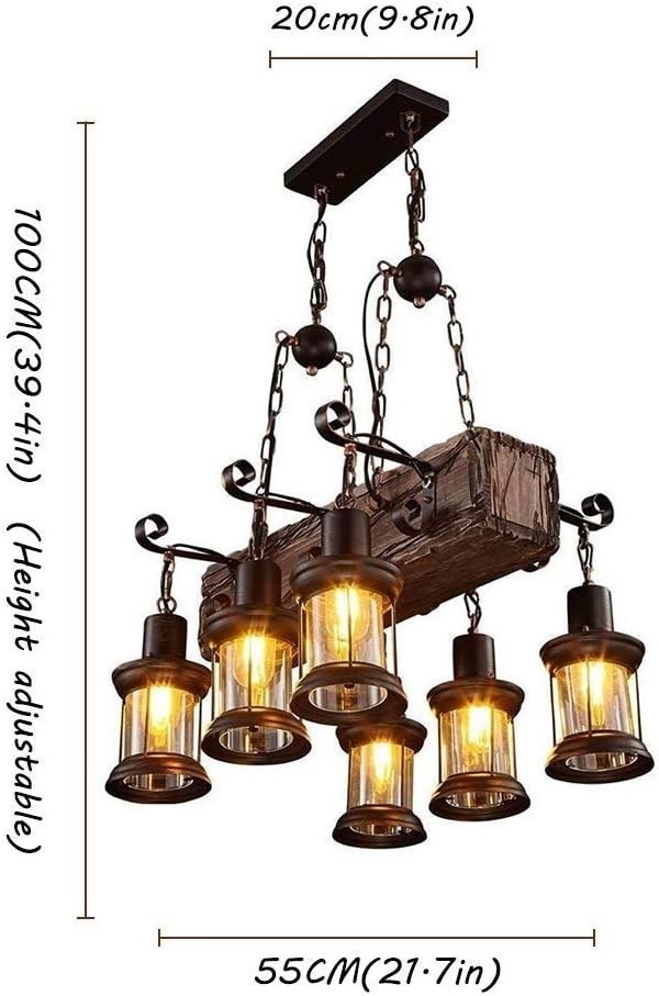 Farmhouse Industrial Rustic Wood Linear Island Pendant Light - photo 3