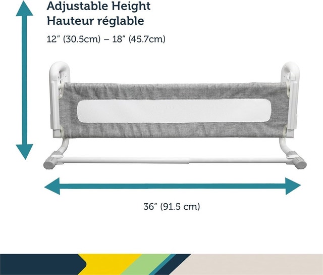 Safety 1st Top of Mattress Bedrail, Grey/White - photo 2