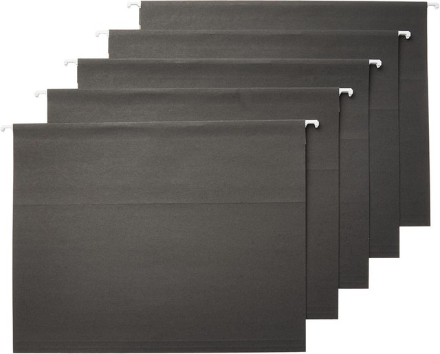 25Pc Basics Sturdy Hanging File Folders, Letter Size, Black