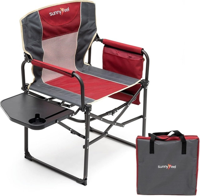 SunnyFeel Camping Director Chair, Folding Chair With Sideboard