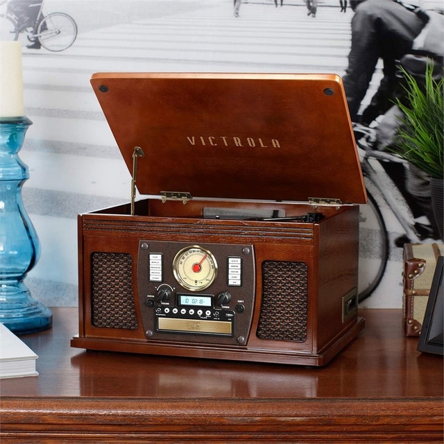 Victrola 8-in-1 Bluetooth Record Player & Multimedia Center