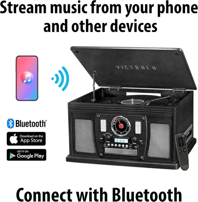 Victrola 8-in-1 Bluetooth Record Player & Multimedia Center - photo 3