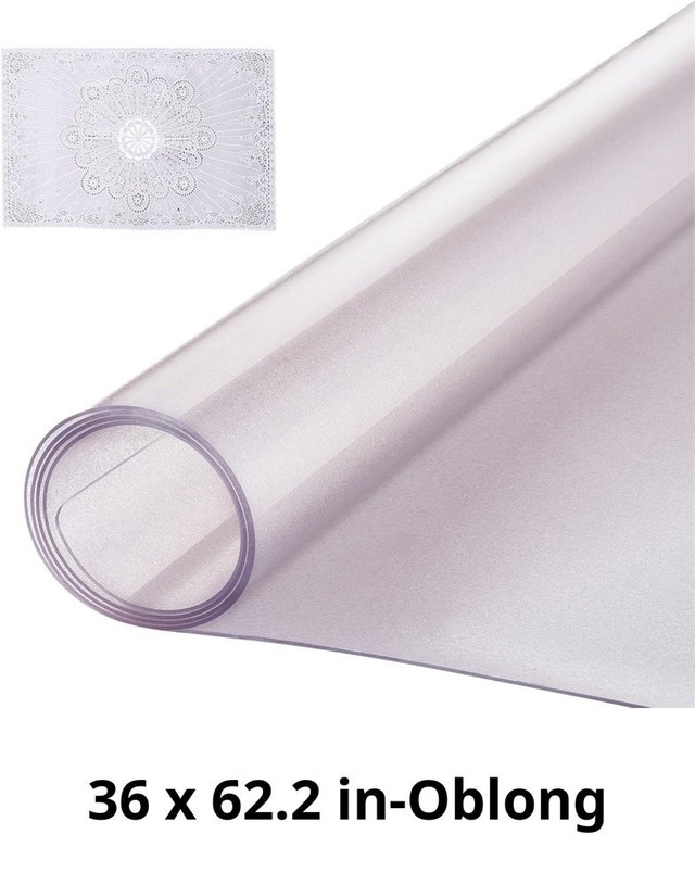 Plastic Table Cover, 36 x 60 in, 1.5 mm Thick Frosted