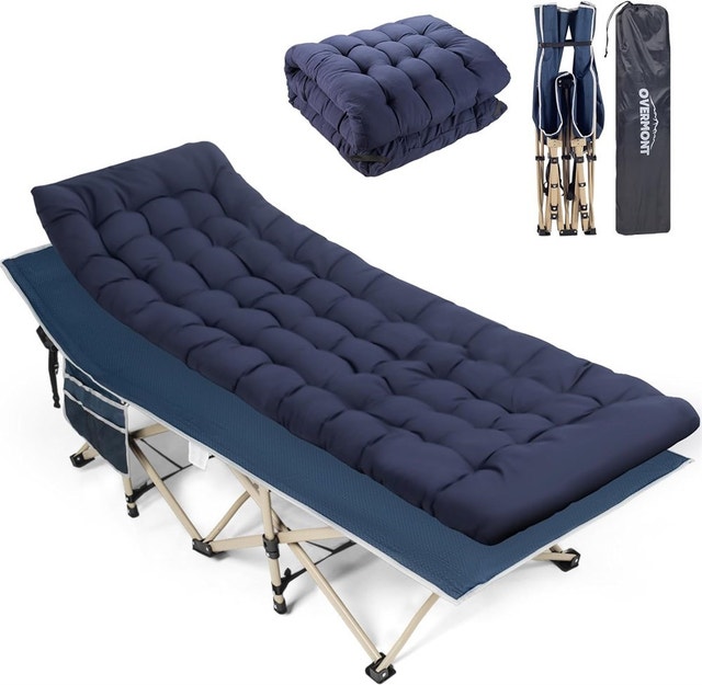Overmont 28" Wide Folding Camping Cot with Cushion