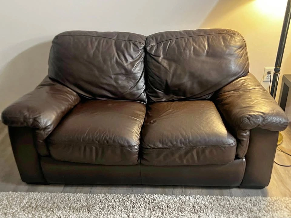 Dark brown Leather Couch Set – Sofa, Loveseat & Chair