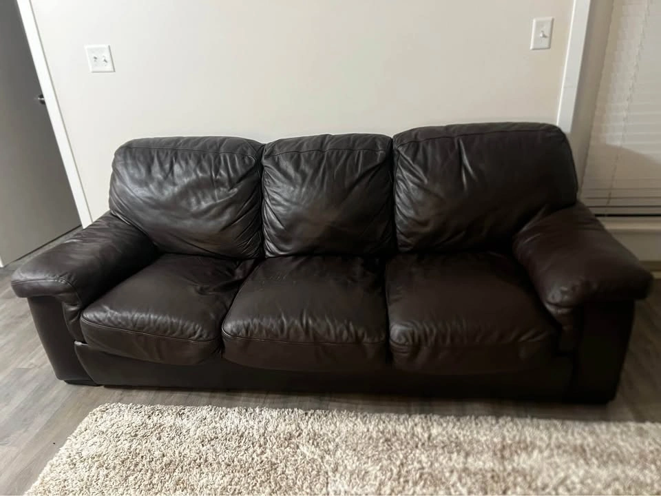 Dark brown Leather Couch Set – Sofa, Loveseat & Chair - photo 2