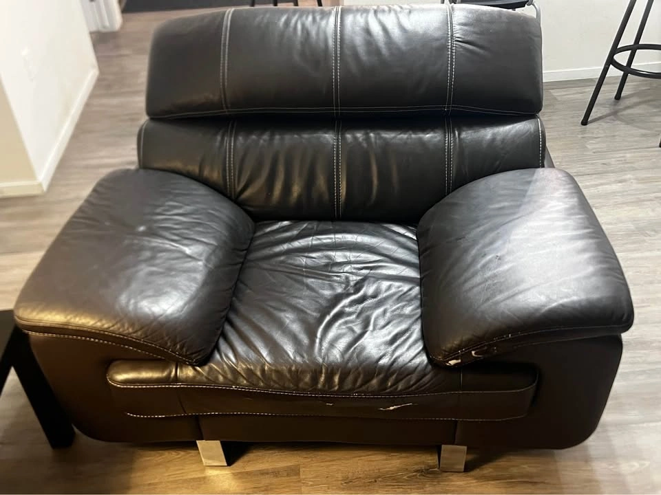 Dark brown Leather Couch Set – Sofa, Loveseat & Chair - photo 3