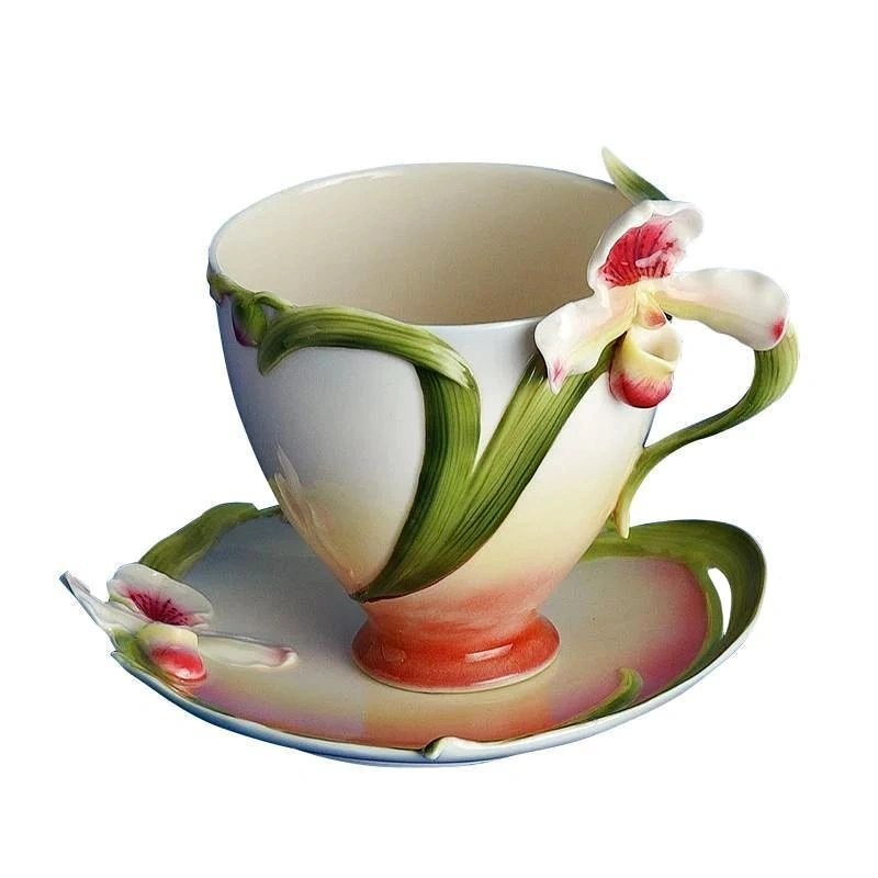 Franz Porcelain Slipper Orchid Cup & Saucer Set