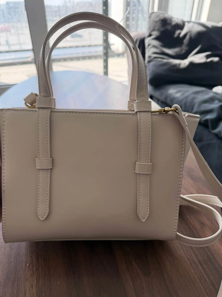 Zara Cream Mini Structured Tote Bag | Gold Hardware | Crossbody - photo 2