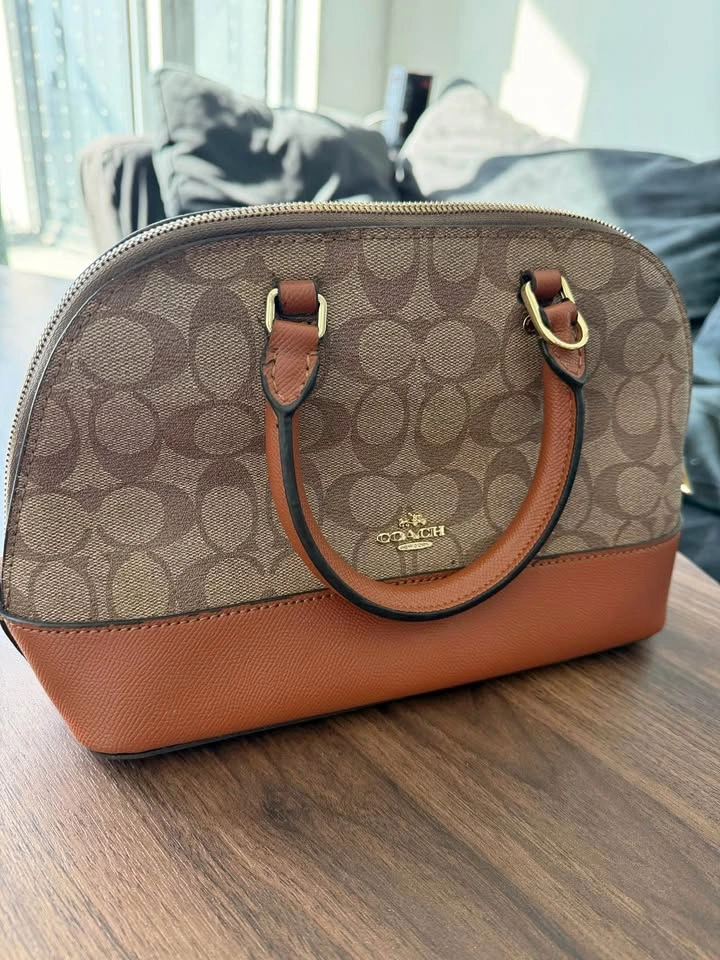 Coach Mini Sierra Satchel | Khaki/Saddle Signature Canvas | Gold