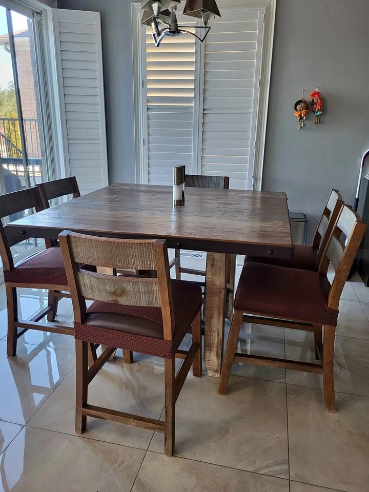 Mexican Wood Dining Table with 6 Chairs