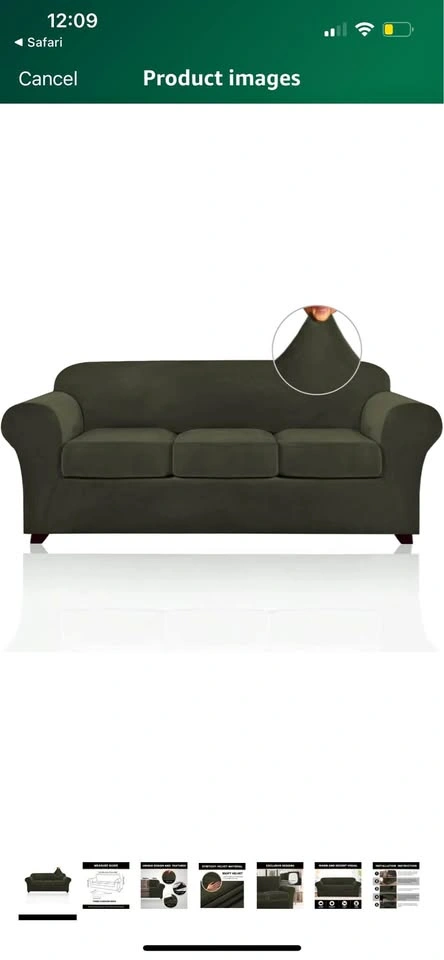 🥕 PrinceDeco Velvet Couch Cover - Large, Olive