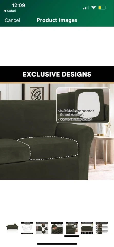 🥕 PrinceDeco Velvet Couch Cover - Large, Olive - photo 5