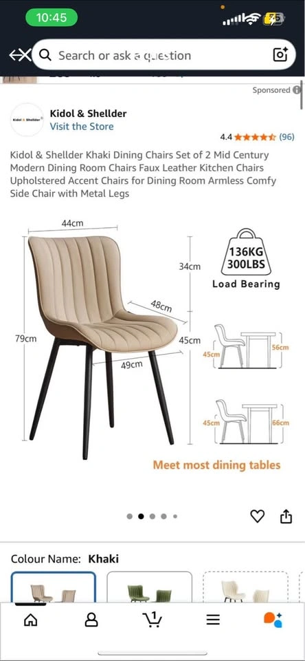 🥕 Dining Chairs Set of 2 Mid Century Modern Faux Leather - photo 3