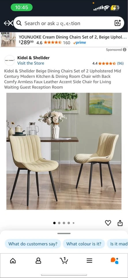 🥕 Dining Chairs Set of 2 Mid Century Modern Faux Leather - photo 4