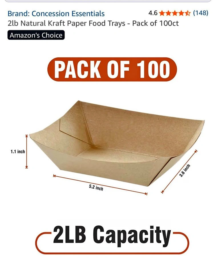2lb Natural Kraft Paper Food Trays - Pack of 80