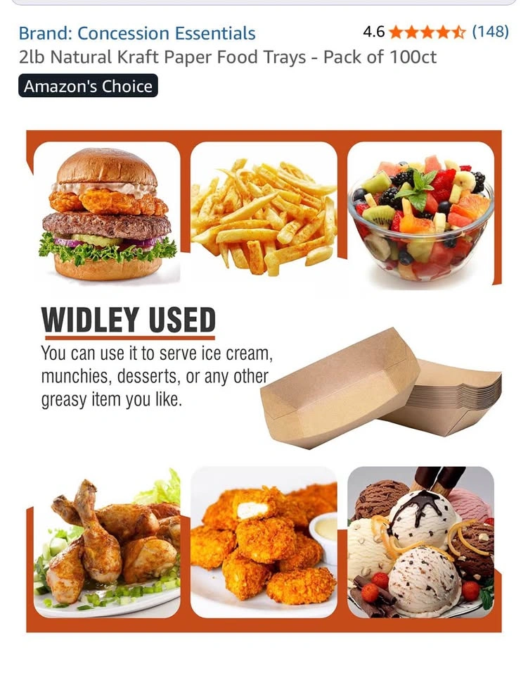 2lb Natural Kraft Paper Food Trays - Pack of 80 - photo 2