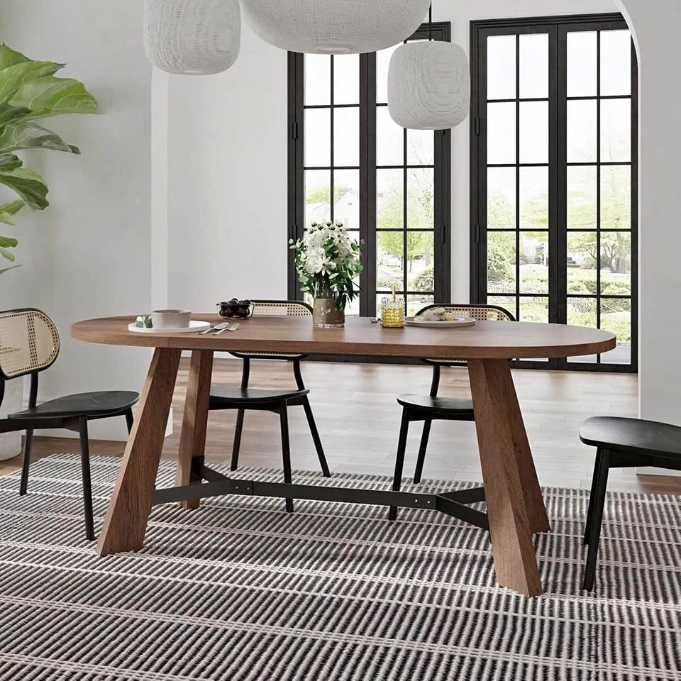 70.86" Oval Dining Table for 6-8 People