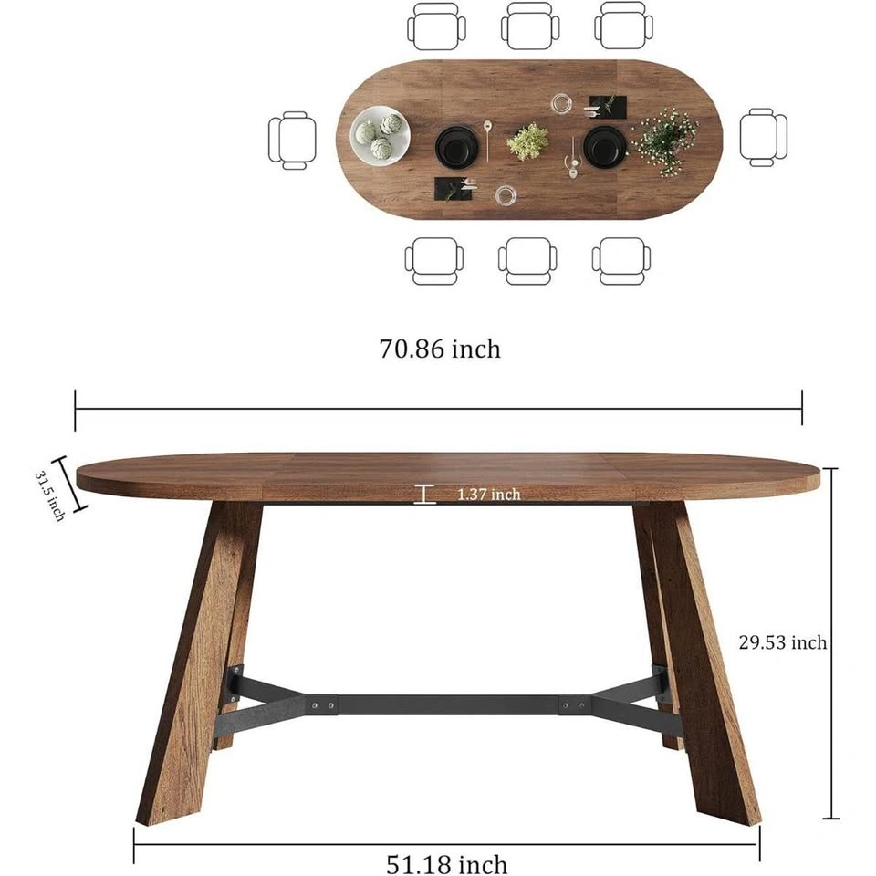 70.86" Oval Dining Table for 6-8 People - photo 5
