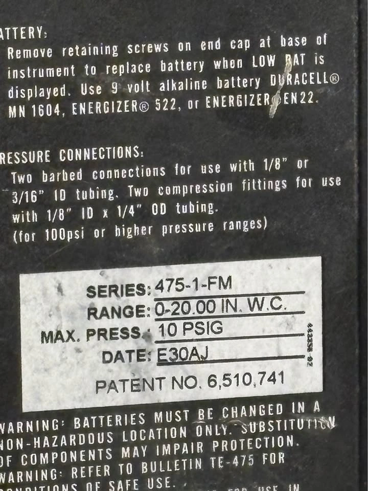 Dwyer 475 Mark III Digital Manometer HVAC Pressure Meter - photo 4