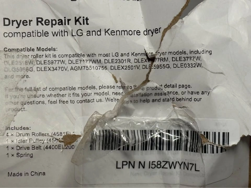LG Kenmore Dryer Repair Kit – Rollers Belt Pulley Set - photo 3