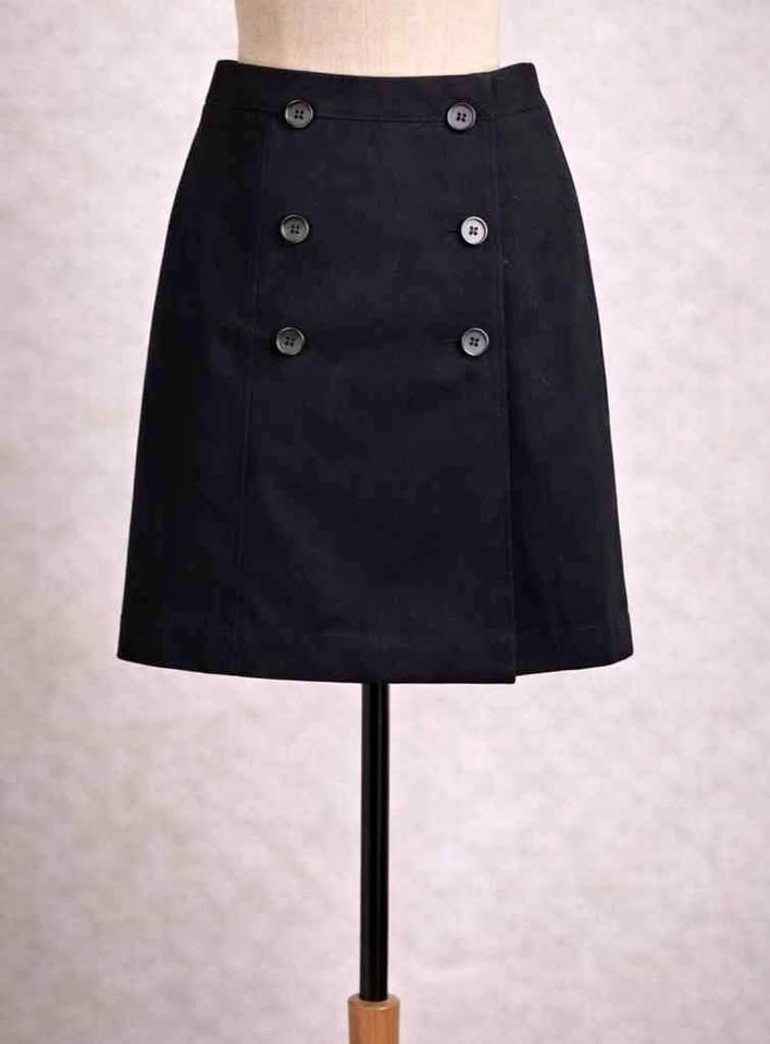 Club Monaco Black Button Detail A-Line Skirt