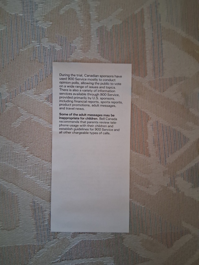 Vintage 1986 Bell Canada "900 Service" Notice Flyer - photo 2