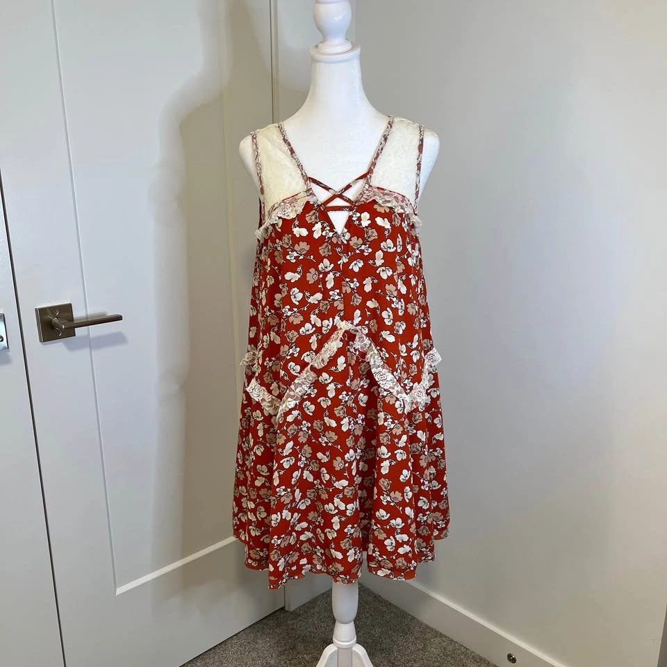 UMGEE Orange/Cream Floral Lace Sundress - Size M (Fits Large) - photo 2