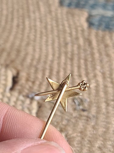 Antique Victorian 14K Gold Pearl & Diamond Starburst Stick Pin - photo 3